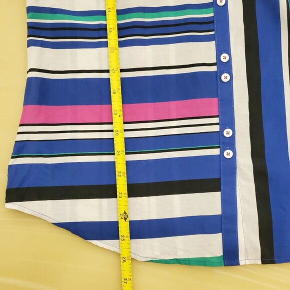 Paperwhite Women's Silk Blend Long Sleeve Collar Button Top Size 8 Striped - Picture 10 of 11